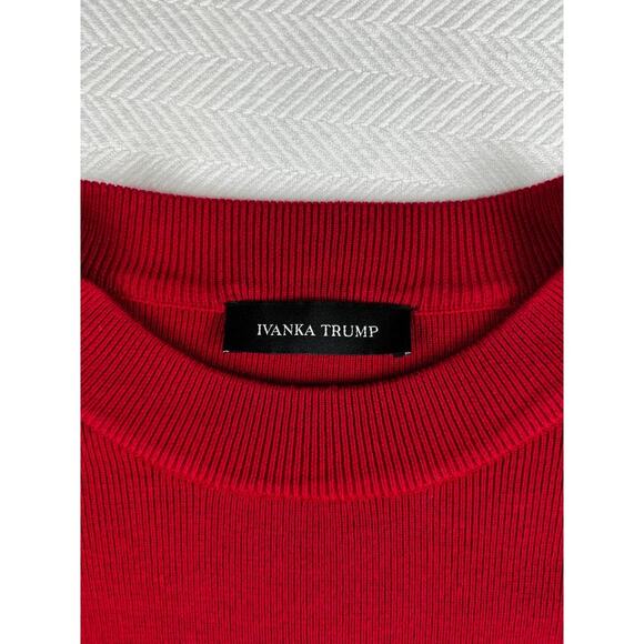 Ivanka Trump Women's Red Knit Sweater Bell Sleeves Crew Neck - Picture 6 of 8